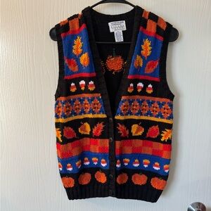 Vintage Handmade Picone Sport Halloween/Fall Sweater Vest